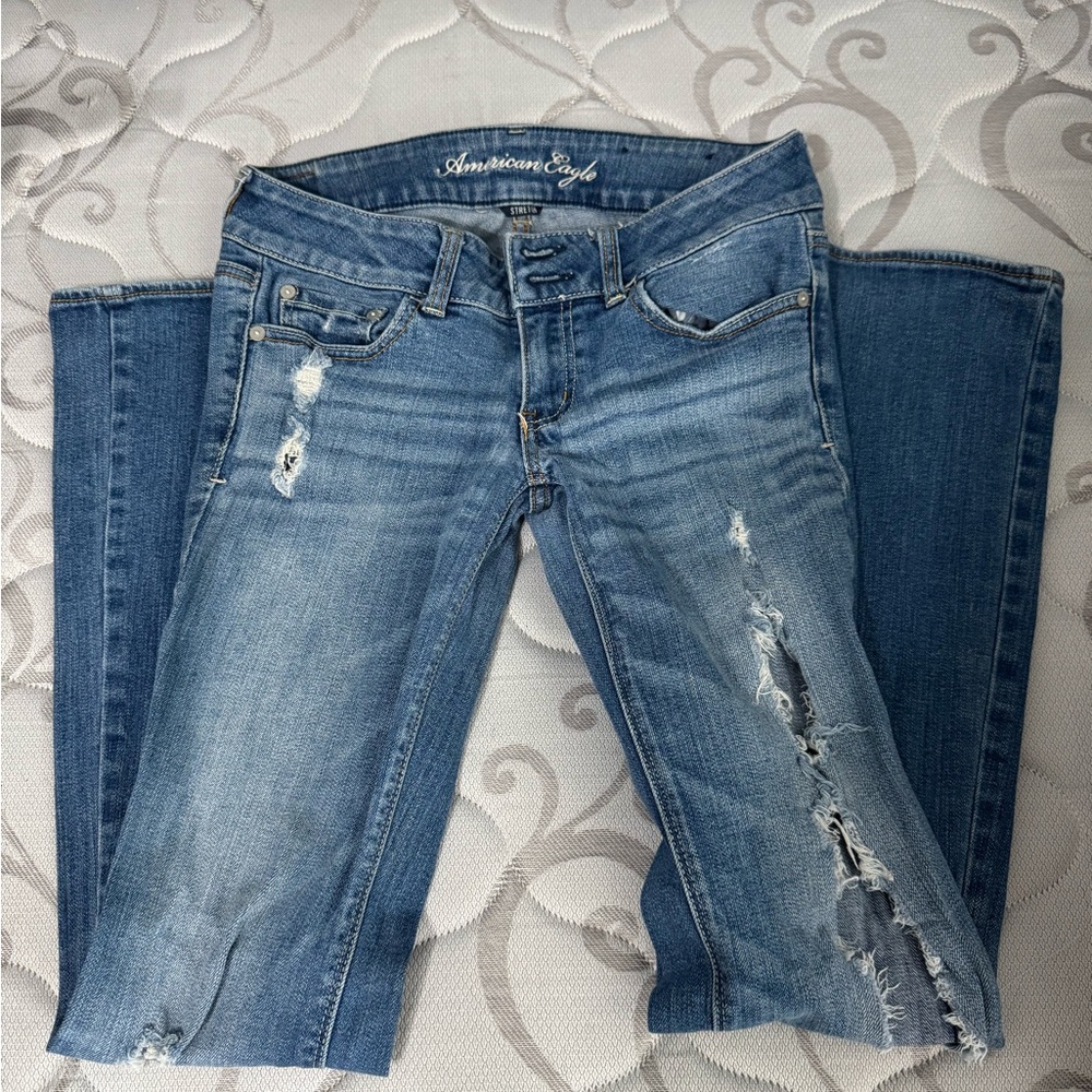 American Eagle Outfitters Blue Skinny Jeans Distressed Style